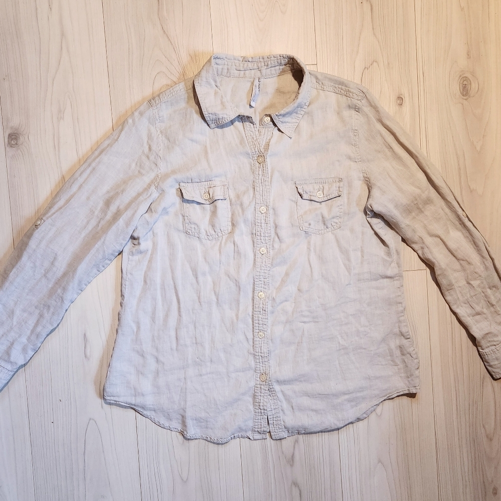 Old Navy Lightweight Linen Button Down Shirt Size Large